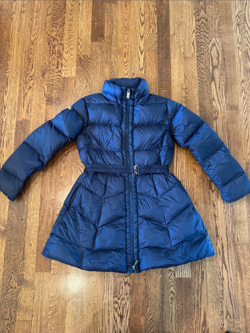 Girls' Add Navy Puffer Belted Coat - Kids Jacket Size XXS/10Y